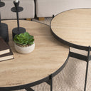 Wade Travertine Marble w Matte Black Metal Coffee Tables - Default Title