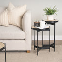 Wade Travertine Marble w Matte Black Metal End Tables - Default Title