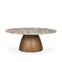 Allyson Round Brown Pedestal w Pink Marble Top Coffee Table - Default Title