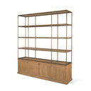 Baron 4-Door Light Brown Wood w Gunmetal Open Shelving Unit - Default Title
