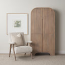 Sorina Reverse Fluted Light Brown Wood Curio Cabinet - Default Title
