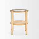 Weslyn Solid Light Brown Wood and Glass Top w Cane Side Table - Default Title