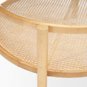 Weslyn Solid Light Brown Wood and Glass Top w Cane Coffee Table - Default Title