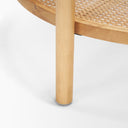 Weslyn Solid Light Brown Wood and Glass Top w Cane Coffee Table - Default Title