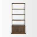 Baron Dark Brown Wood w Antiqued Aged Brass Metal 2-Door Open Shelving Unit - Default Title
