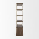 Baron Dark Brown Wood w Antiqued Aged Brass Metal 2-Door Open Shelving Unit - Default Title