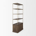 Baron Dark Brown Wood w Antiqued Aged Brass Metal 2-Door Open Shelving Unit - Default Title