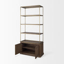 Baron Dark Brown Wood w Antiqued Aged Brass Metal 2-Door Open Shelving Unit - Default Title