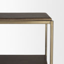 Baron Dark Brown Wood w Antiqued Aged Brass Metal 2-Door Open Shelving Unit - Default Title