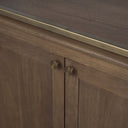 Baron Dark Brown Wood w Antiqued Aged Brass Metal 2-Door Open Shelving Unit - Default Title