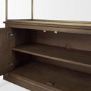 Baron Dark Brown Wood w Antiqued Aged Brass Metal 2-Door Open Shelving Unit - Default Title