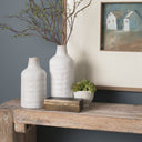Tisha Large White W Terracotta Distressing Metal Vase - Default Title