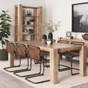 Berbick 33 Total Height Medium Brown Leather w Iron Frame Dining Chair - Default Title