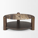 Jovia Brown Mango Wood W Cappuccino Marble Round Coffee Table - Default Title