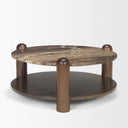 Jovia Brown Mango Wood W Cappuccino Marble Round Coffee Table - Default Title