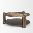 Jovia Brown Mango Wood W Cappuccino Marble Round Coffee Table - Default Title