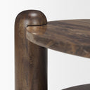 Jovia Brown Mango Wood W Cappuccino Marble Round Coffee Table - Default Title