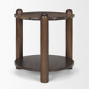 Jovia Brown Mango Wood W Cappuccino Marble Round Side Table - Default Title