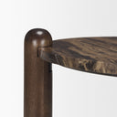 Jovia Brown Mango Wood W Cappuccino Marble Round Side Table - Default Title