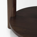 Jovia Brown Mango Wood W Cappuccino Marble Round Side Table - Default Title
