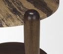 Jovia Brown Mango Wood W Cappuccino Marble Round Side Table - Default Title