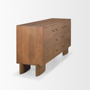 Jonan Medium Brown Wood w Dark Aged Brass 2 Door 3 Drawer Sideboard - Default Title