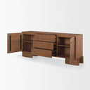 Jonan Medium Brown Wood w Dark Aged Brass 2 Door 3 Drawer Sideboard - Default Title