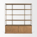 Baron 4-Door Light Brown Wood w Gunmetal Open Shelving Unit - Default Title
