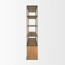 Baron 4-Door Light Brown Wood w Gunmetal Open Shelving Unit - Default Title