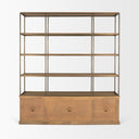 Baron 4-Door Light Brown Wood w Gunmetal Open Shelving Unit - Default Title
