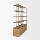 Baron 4-Door Light Brown Wood w Gunmetal Open Shelving Unit - Default Title
