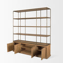 Baron 4-Door Light Brown Wood w Gunmetal Open Shelving Unit - Default Title