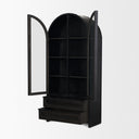 Gehry 723 H Dark Brown Metal Brown Wood and Glass Door Display Cabinet - Default Title