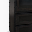 Gehry 723 H Dark Brown Metal Brown Wood and Glass Door Display Cabinet - Default Title