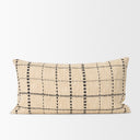 Jaela Beige and Black Striped Checkered Decorative Lumbar Pillow Cover - Default Title