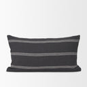 Jayme Gray and White Striped Cotton Decorative Lumbar Pillow Cover - Default Title