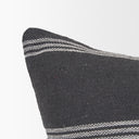 Jayme Gray and White Striped Cotton Decorative Lumbar Pillow Cover - Default Title