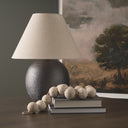 Sadiyah Black Brushed Metal w Beige Shade Table Lamp - Default Title