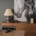 Salaah Black Brushed Metal w Beige Shade Table Lamp - Default Title