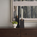 Polli Matte Black w Brushed Gold Metal Taper Candleholders Set of 2 - Default Title
