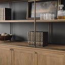 Baron 4-Door Light Brown Wood w Gunmetal Open Shelving Unit - Default Title