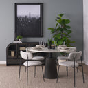 Casey Matte Black Metal w Gray Fabric Dining Chair - Default Title