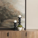Wanda Matte Black Wood Pillar Candle Holders Set of 2 - Default Title