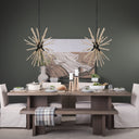 Jules 25x25 Blonde Wood and Black Metal Six Bulb Chandelier Light - Default Title