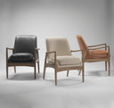 Westan Cognac Faux Leather WMedium Brown Wood Accent Chair - Default Title