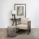 Skylar I Cream Fabric Covered Cushioned Demi-Lune Wooden Frame Accent Chair - Default Title