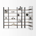 Taunton II 80L x 105W x 90H Dark Brown Wood And Black Iron Six Shelving Unit - Default Title