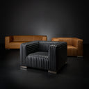 Ricciardo Cognac Leather Three Seater Sofa 825L x 385W x 265H - Default Title