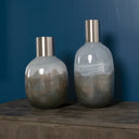 Onega I Short Gradient Blue Glass Gourd Style Vase - Default Title