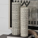 Uhura I Small Cream Black Patterned Cylindrical Vase - Default Title